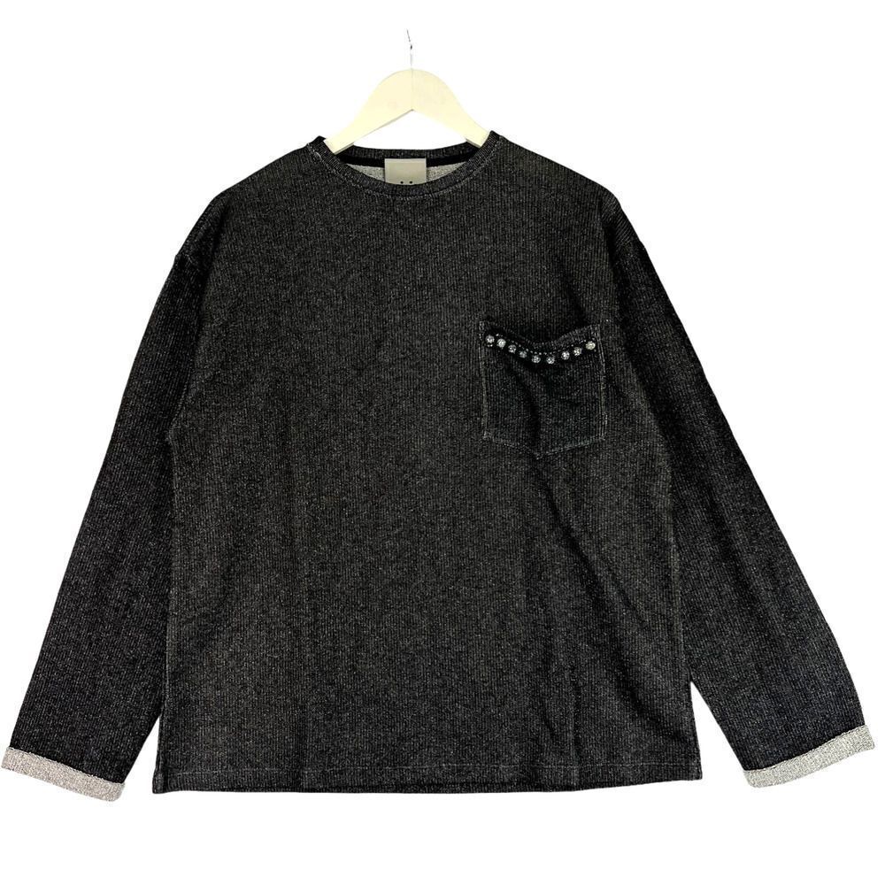  New Jijil Women Nero Black Metallic Sweatshirt Crew Neck Long Sleeve EU 44